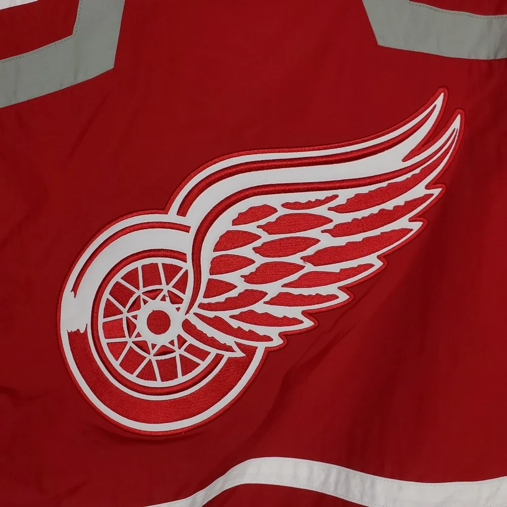 Detroit Red Wings Mitchell & Ness NHL‎ Large Jacket Embroidery Logos Maroon New